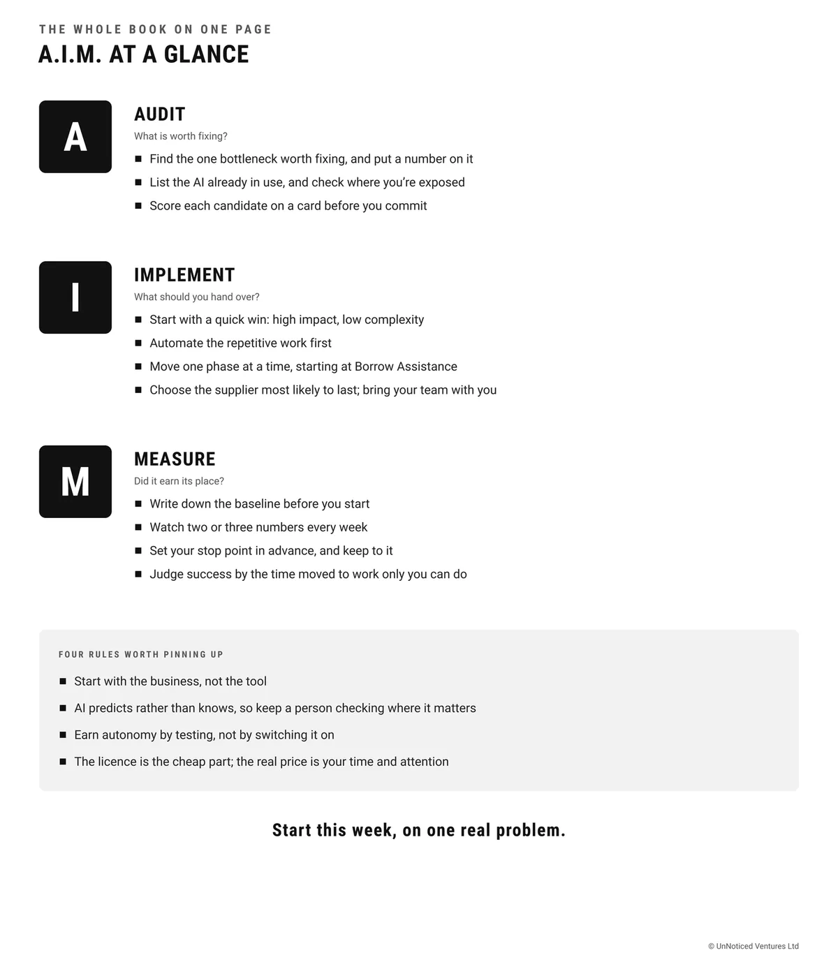 A.I.M. at a Glance: the whole book on one page